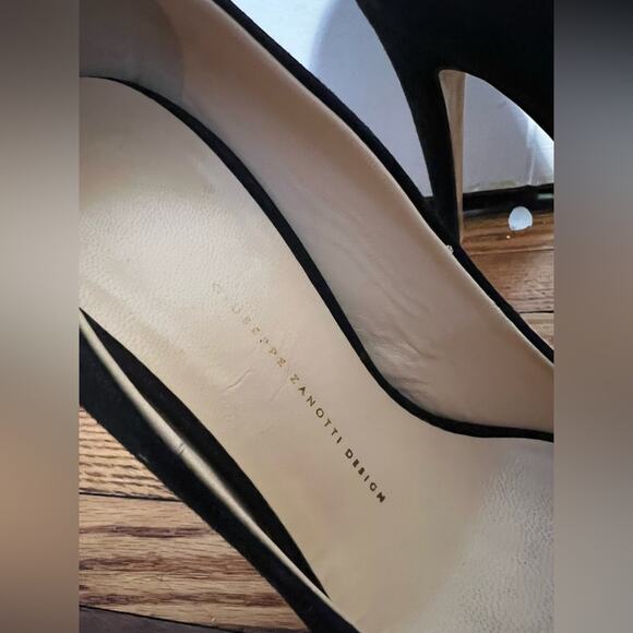 Giuseppe Zanotti Liza ultra high platform heels black suede peep toe luxury - Picture 9 of 11